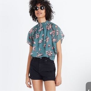 Madewell Mock-neck Top in Butterfly Garden